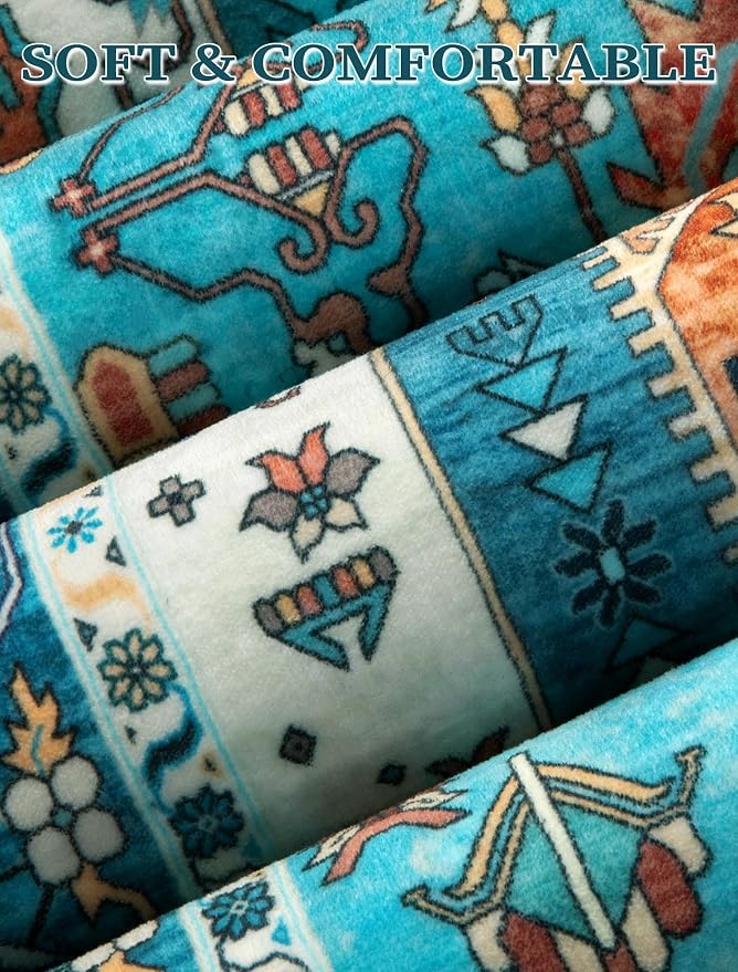 SERISSA Runner Rug for Hallways, 2'6"x16' Washable Non Slip Kitchen Runner Rug, Extra Long Boho Rug Ultra Soft Vintage Blue Print Floor Carpet for Bedroom Hallway Entryway Bathroom Laundry Room