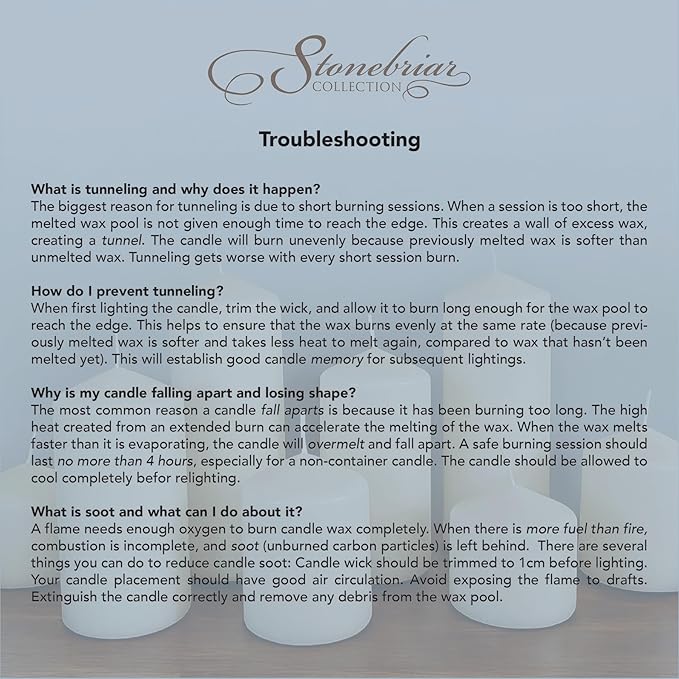 Stonebriar 3 Pack Tall 3 x 8 Inch 80 Hour Long Burning Unscented White Wax Pillar Candles