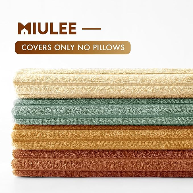 MIULEE Boho Farmhouse Throw Pillow Covers 24x24 Inch Set of 4 Summer Modern Natural Decorative Cushion Covers Soft Corduroy Spring Decor for Couch Bed Sofa Living Room Orange Teal Gradient Series