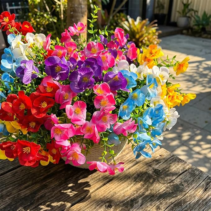 trytuny Artificial Flowers for Outdoor, Realistic Faux Plants for Outside Indoor Porch Patio Window Box Planter Home Decor (12Pcs Mixed Color)