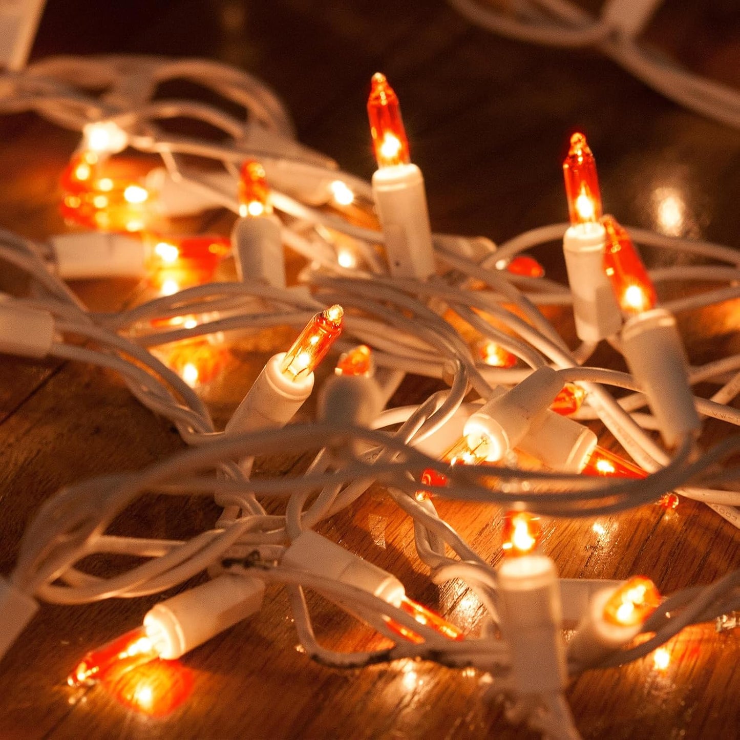 Christmas Mini String Lights Orange, 25FT 100 Count Incandescent Connectable Halloween Lights, UL Listed Waterproof Christmas Decorations for Indoor Outdoor Party Home Garden Decor, White Wire