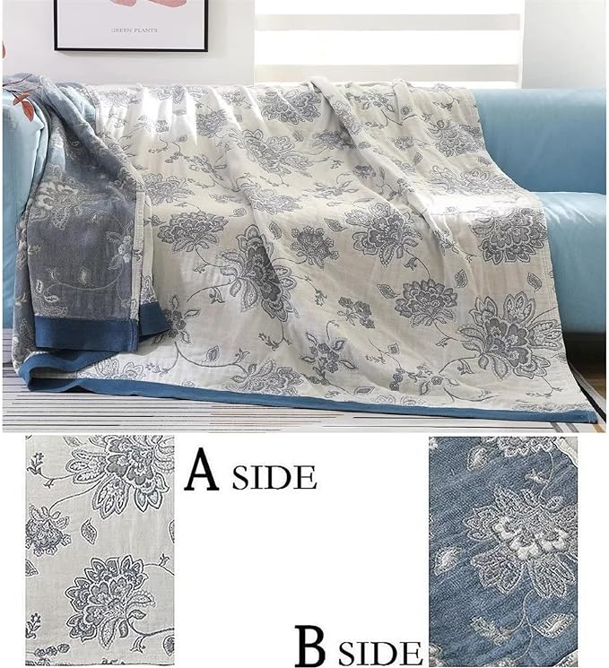 MSGKV Boho Throw Blanket for Bed 80"x90", 100% Cotton Reversible Woven Breathable&Lightweight Summer Decorative Blanket for Couch Living Room