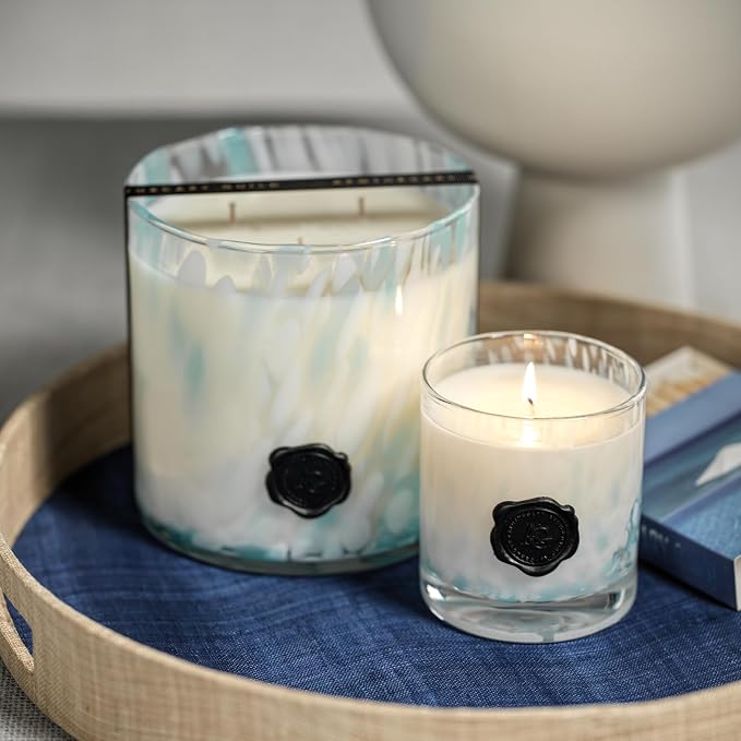 Zodax Apothecary Guild Opal Glass Jar Scented Candle for Home Decor - (#)-Wick Large Candle Ideal for The Home - Makes a Great Gift for Women and Men - Sunset Beach - 50 oz