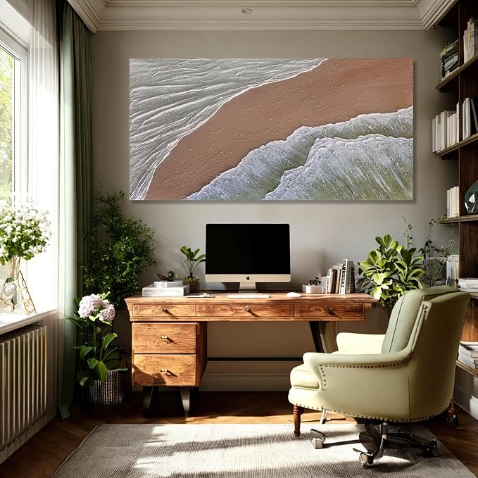 GAIDUOMAI Modern Abstract Canvas Art Coastal Wall Art Sands Beach Minimalist Textured Wall Decorations for Bedroom Office 29"x 58" Large Gallery Wall Decor