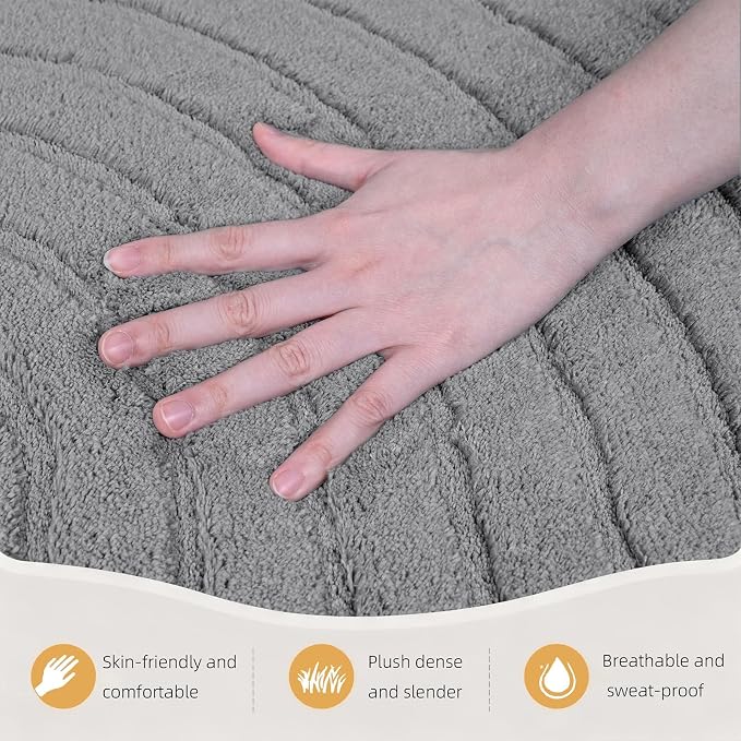Grey 5x7 Solid Color Area Rugs – Washable Living Room Rug, Modern Geometric Non-Slip Indoor Carpet with Soft High-Low Pile, Fluffy Floor Rugs for Bedroom, Kids Room, Nursery, Home Décor