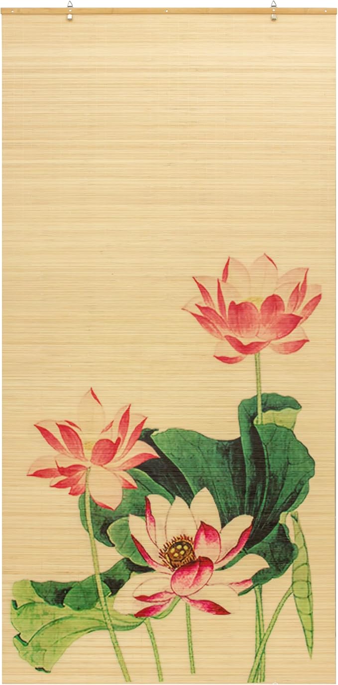 Red Lantern Bamboo Window Shade Blind - Lotus Blossom 36" Wide