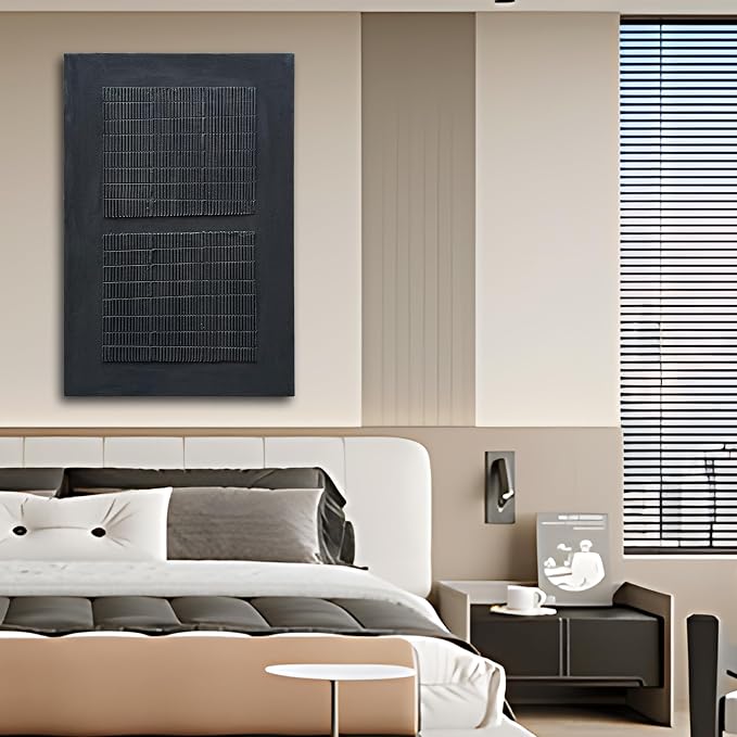 NANKAI Art 36x24 inch Hand-Painted Black Abstract Oil Painting Contemporary Minimalist Canvas Art, Painter's Home Wall Decoration