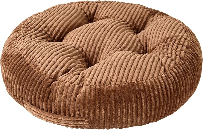 Round Floor Pillow, 6-Inch Thick Meditation Floor Cushion with PP Cotton Filling, Soft Corduroy Boho Floor Seating for Living Room, Bedroom, 22 x 22 Inches (Coffee, 1 Pack)