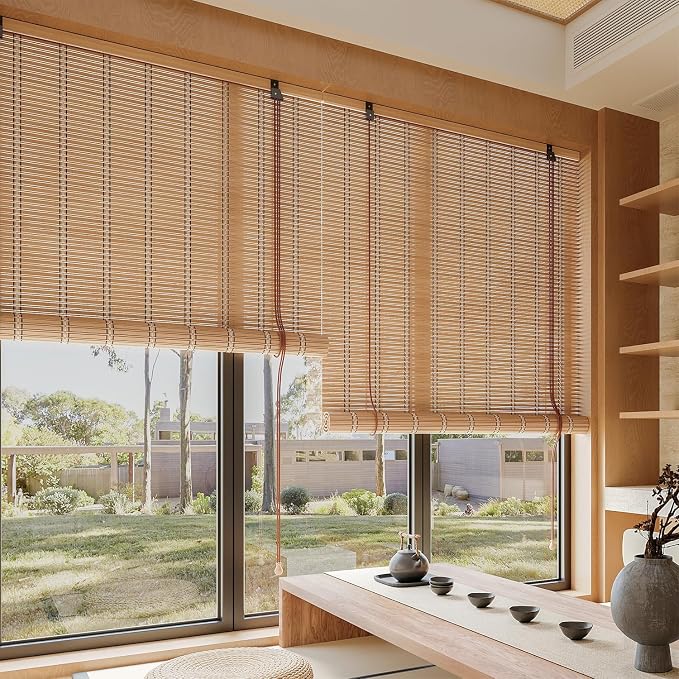 Yutianli Bamboo Blinds Roller Shades for Windows Bamboo Shades for Indoor and Outdoor Patio Style A 32" W x 48" H