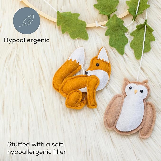 First Landings Baby Mobile for Crib - Forest Animal Nursery Mobiles - Gender Neutral Baby Nursery Decor - Woodland Forest Animals