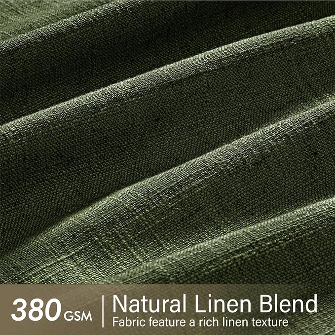 MIULEE Pinch Pleated Thick Linen Curtains 102 Inches Long 2 Panels for Living Room Bedroom, Linen Textured Drapes Pleat Back Tab Memory Trained Light Filtering Boho Loden Window Curtains with Hooks