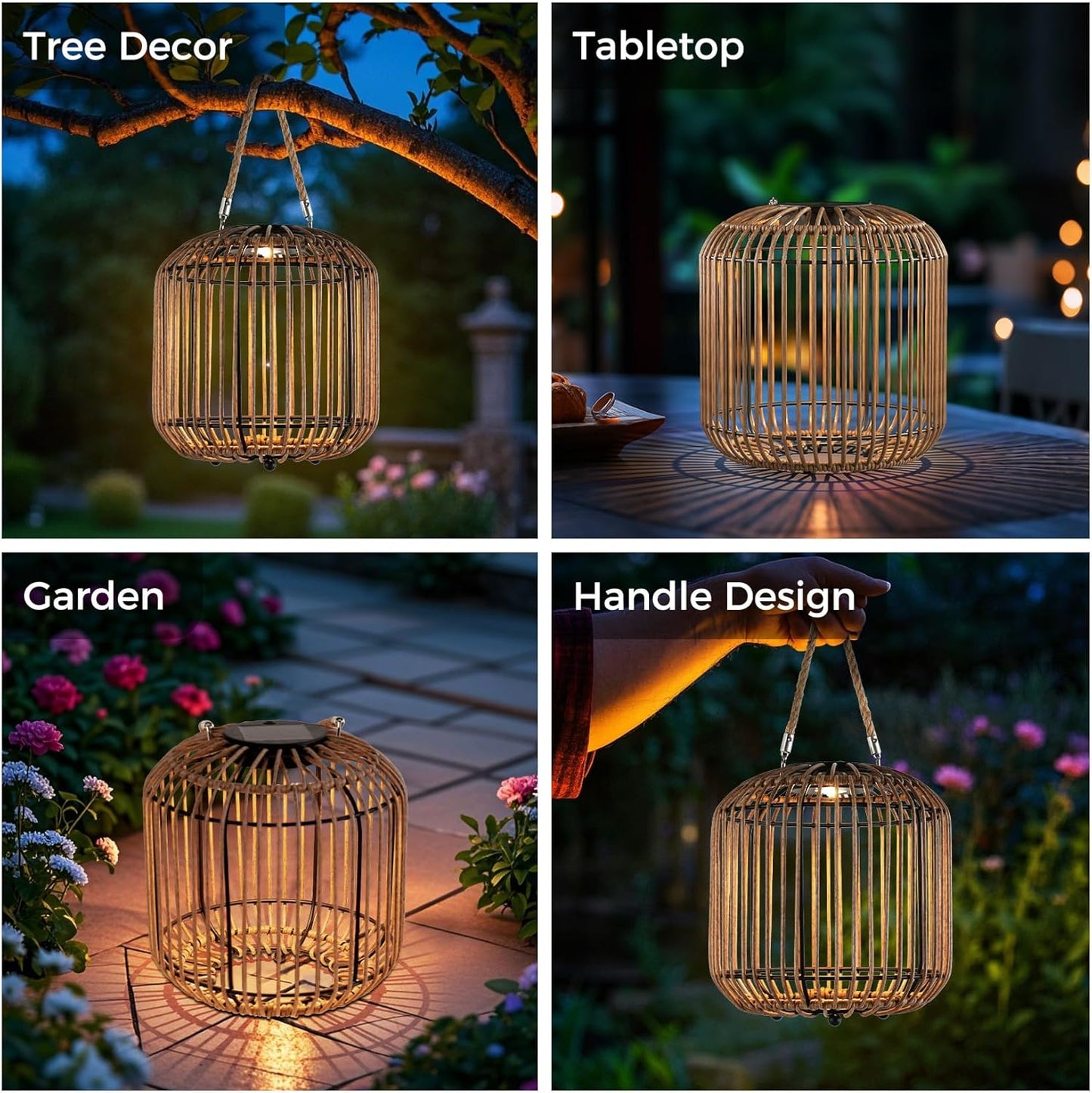 Solar Yard 2-Pack Outdoor Solar Lamp, Water-Resistant Lights for Outside Hanging Lantern Table Lamp Lights Decoration for Garden, Yard, Patio, Porch, Trees, Pathway, Natural