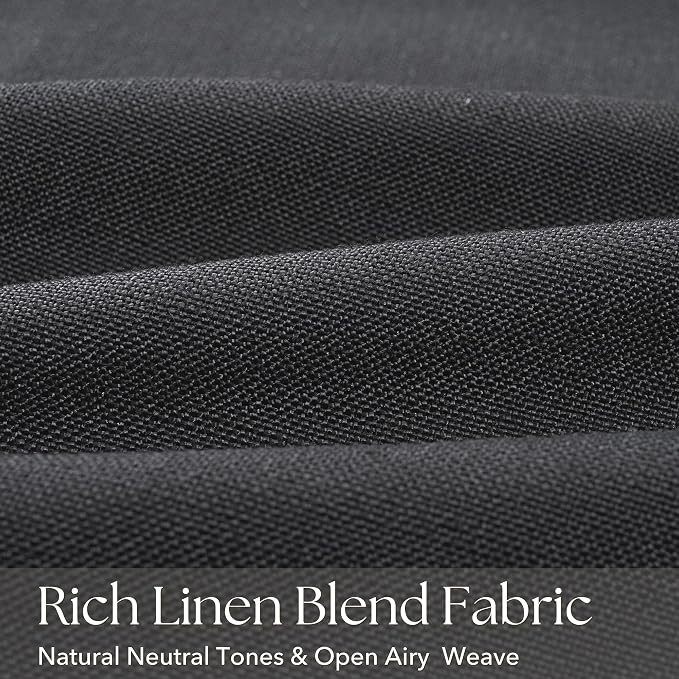 Black Pinch Pleated Linen Curtains 84 inches Long for Living Room 2 Panel Set Light Fitering Semi Sheer Black Window Curtain Pinch Pleate with Hooks Rustic Farmhouse Bedroom Drapes Length 84"