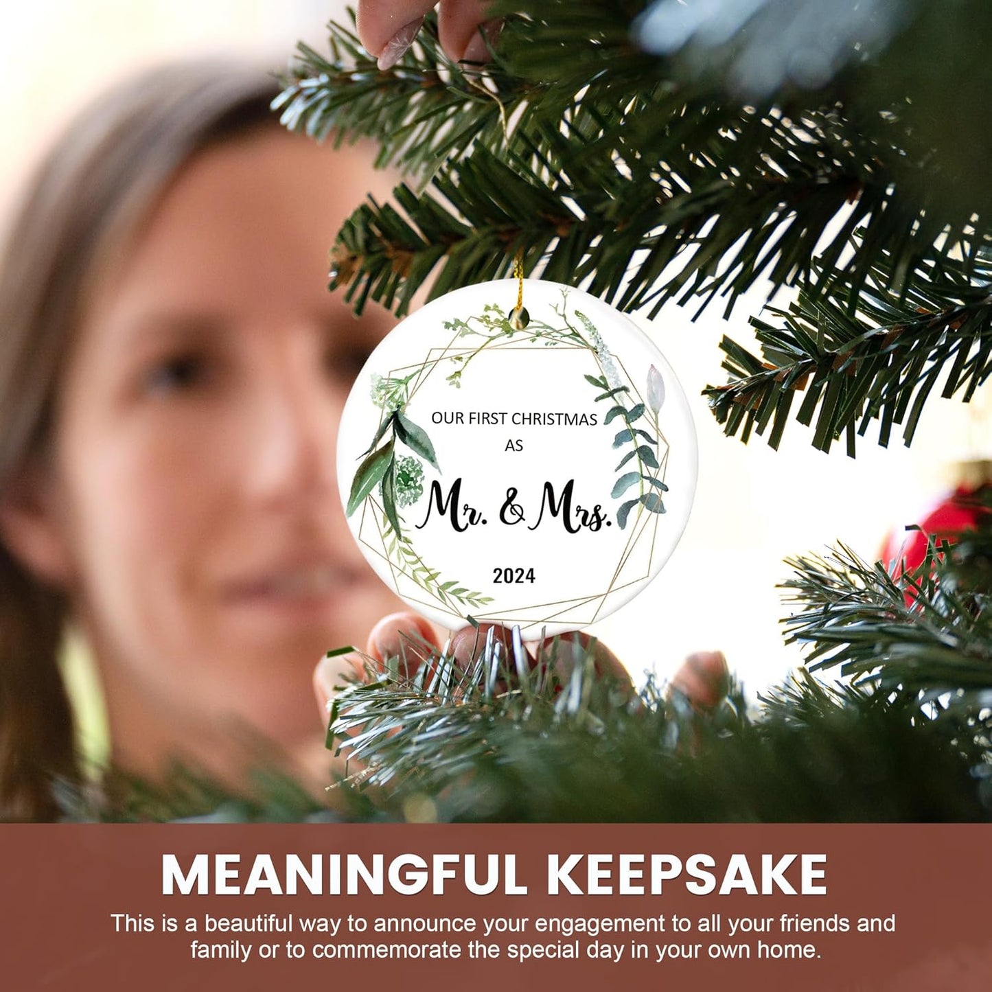 Wedding Gifts for Couples Unique 2024 Our First Christmas Married Ornaments Ceramic, 1st Christmas as Mr Mrs, Bridal Shower Gift, Just Married Gifts, Newlywed Keepsake