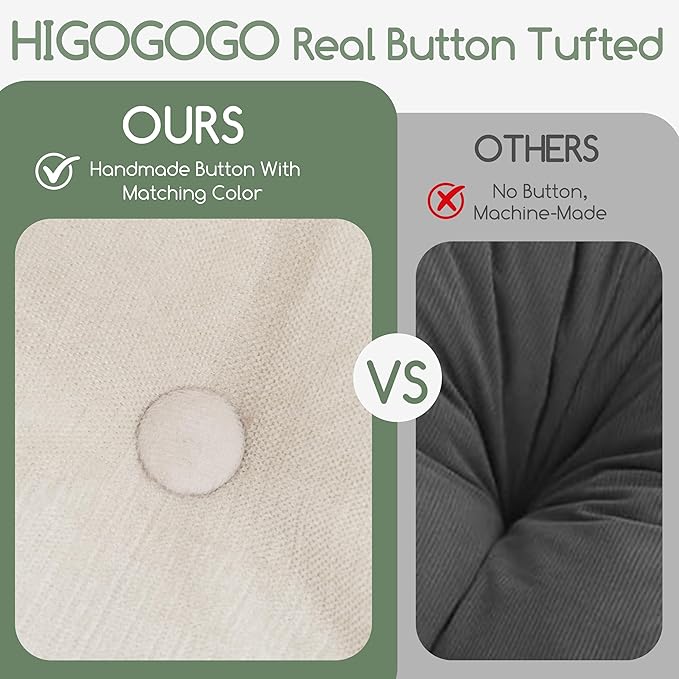 HIGOGOGO Papasan Chair Cushion with Chenille Cover (Without Chair), Soft Supportive Cushion, Beige, 48 x 48 Inch