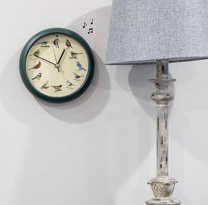 Mark Feldstein, The Original Singing Bird Clock, 8 Inch, Green