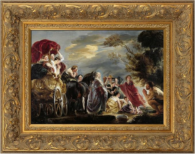 DIY Solid Wood Ornate Frame for 24x36 Elizabeth Paintings, 3.7" Wide Traditional Canvas Frame for Art Lover Housewarming Birthday Wedding Grandparents Teacher Gift, No Glass & Back (Gold)