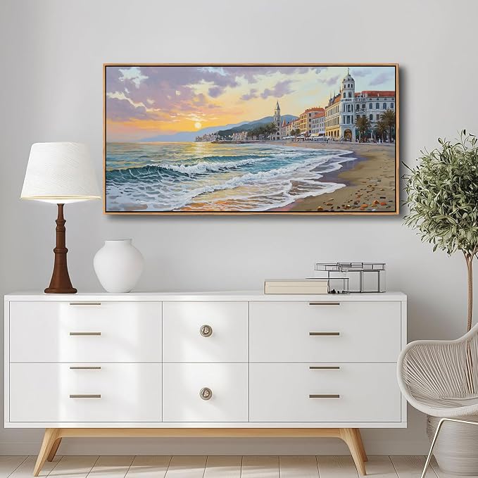 YDYSUNE Beach Wall Art Canvas for Painting Retro Ocean Wall Decor Sunset Coastal Painting Seaside Artwork for Living Room,Bedroom,Office,Dinning Decoration Size 20x40 Inches