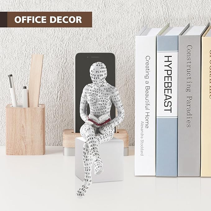 GRAPMKTG Home Decor Pulp Reading Women Thinker Statue Aesthetic Sculpture Room Decor Modern Abstract Decoration on Shelf Table Desk for Living Room Office Bedroom E