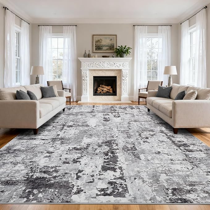 GarveeHome Large Area Rugs 9x12 for Living Room, Modern Abstract Washable Rug Soft Non Slip Floor Mat Carpet Indoor Thin Accent Rug for Bedroom Dining Room Playroom Nursery Home Decor