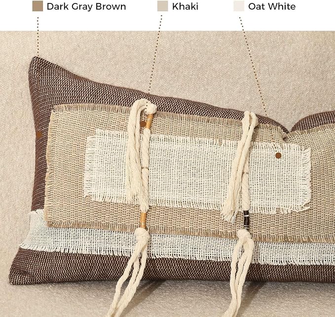 Boho Body Pillow Cover 12x28 Inches, Decorative Lumbar Throw Pillow Cushion Cover for Bed Couch Sofa, Farmhouse Pillowcase for Bedroom Living Room Home Décor