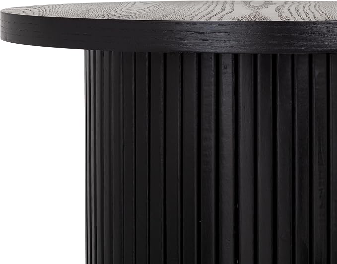 Black Side Tables Living Room, Modern Drum End Table, 18 inch Wide Black Accent Table, Fully Assembled, End Table, Bedside Table for the Living Room and Bedroom