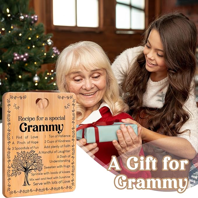 Grammy Gifts - "Recipe for a Special Grammy" Gifts for Grammy Cutting Board Set, Bamboo-Made Engraved Utensil Set Grammy Cutting Board, Mothers Day Gifts for Grammy.