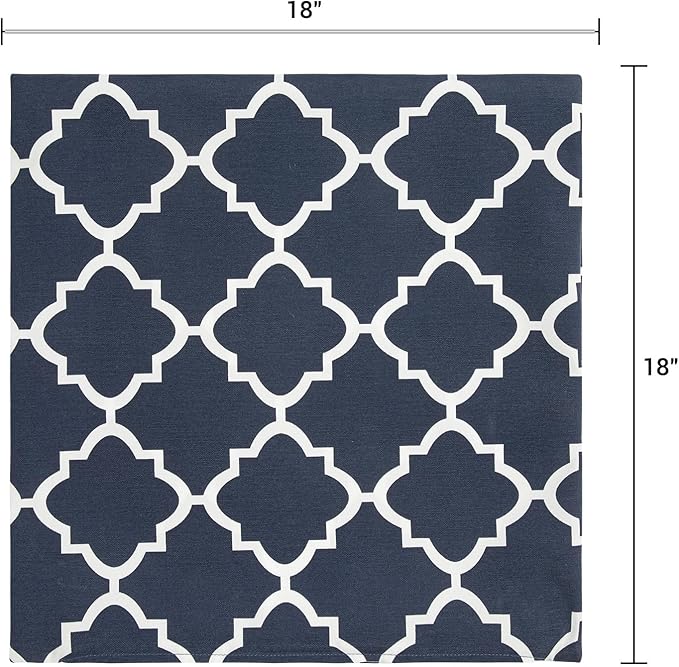 FUNHOME Waterproof Outdoor Throw Pillow Covers Set of 2,Home Decor for Garden Patio Furniture,Couch,Sofa 18 x18 Inch Decorative Pillows Cover Only,NO Insert(Blue Geometry)