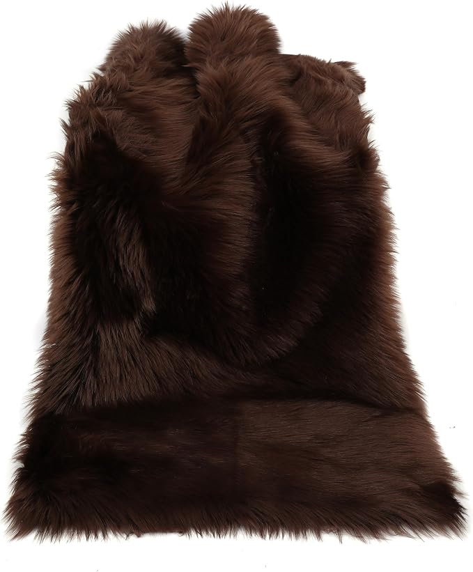 Faux Fur Rug Fluffy Sheepskin Area Rug,Ultra Soft Shaggy Plush Rug Bedroom Living Room Sofa Floor Kids Room Bedside（2 x 4 ft Rectangle Coffee）