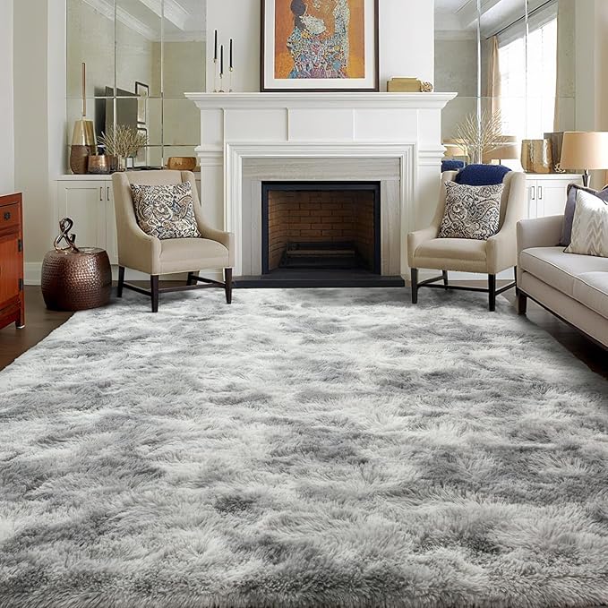 10x14 Ft Extra Large Shag Rugs for Living Room, Ultra Soft Fluffy Furry Area Rugs for Bedroom Indoor Floor, Aesthetic Carpet for Kids Home Decor (Light Grey)