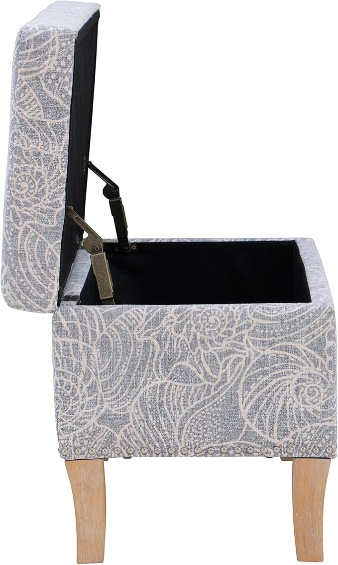 Linon Stone Upholstered Storage Stephanie Ottoman