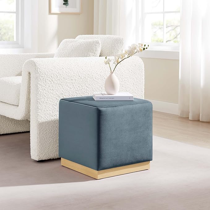Modway 17" Square Performance Velvet Upholstered Upholstered Ottoman
