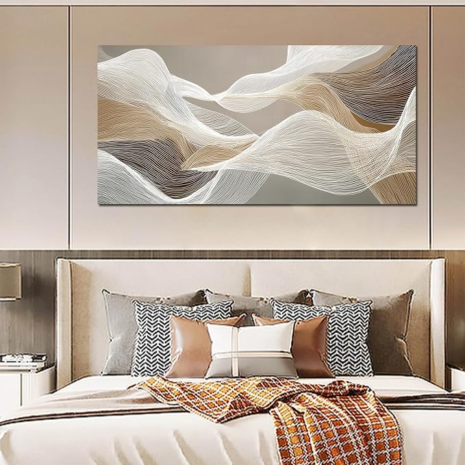 AOZEMI Abstract Wall Art Grey Wall Decor White Pictures Art Print Modern Canvas Artwork for Bedroom Bathroom Living Room Office 29"x 59"