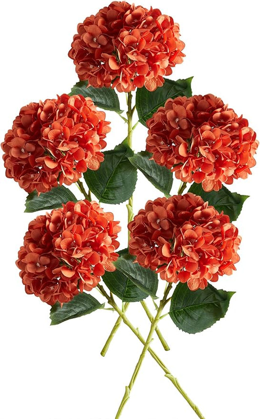 PARTY JOY 5PCS 15.4In Fall Decor Artificial Fall Flowers Bouquet Faux Hydrangea Stems for Wedding Centerpieces Fall Autumn Decorations for Home