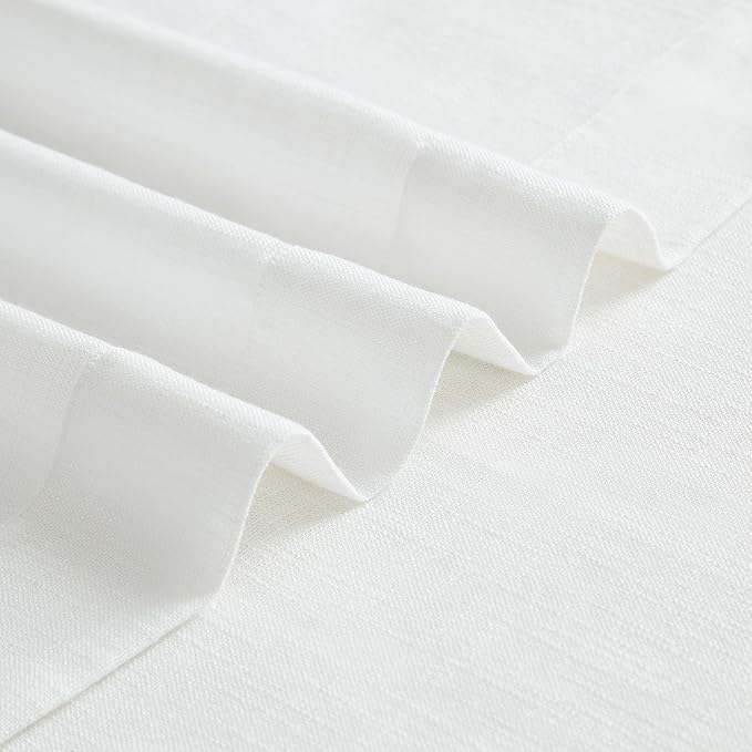 Vision Home White Pinch Pleated Semi Sheer Curtains Textured Light Filtering Window Curtains 90 inch for Living Room Bedroom Patio Rayon Blended Pinch Pleat Drapes with Hooks 1 Panel 60" Wx90 L