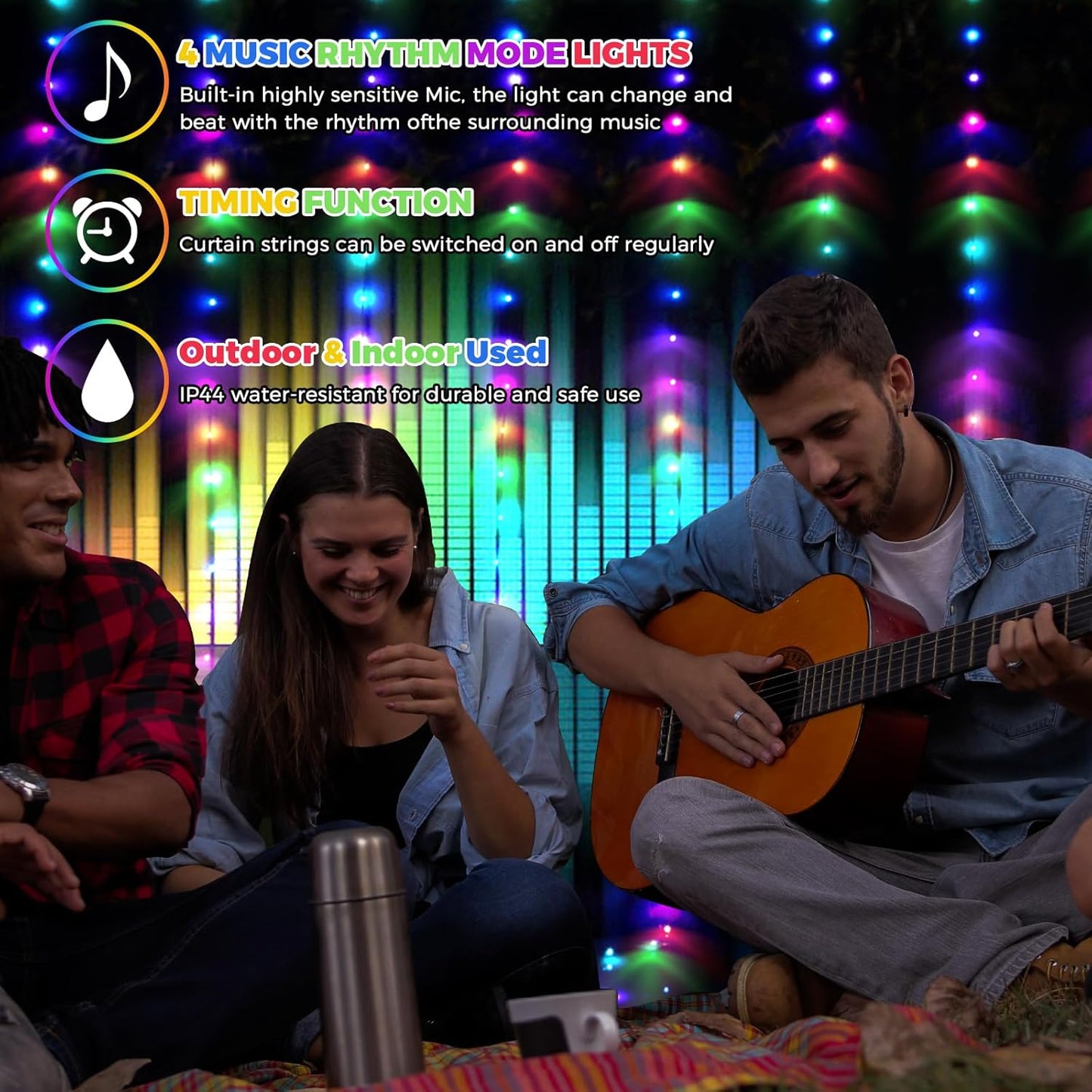 KPORE Smart Fairy Curtain Lights – 300 LED Color-Changing String for Indoor/Outdoor Decor – Christmas, Weddings, Parties & Room Backdrop