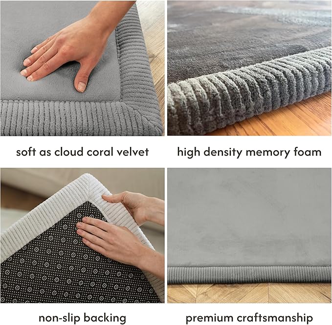 Hakuna Matte CloudSoft Baby Play Mat for Floor 60" x 80" Dark Gray – Coral Velvet Memory Foam Rug for Crawling & Cozy Play – Non-Slip, Water-Resistant, Easy-Care Tummy Time Mat, Playmat for Playpen