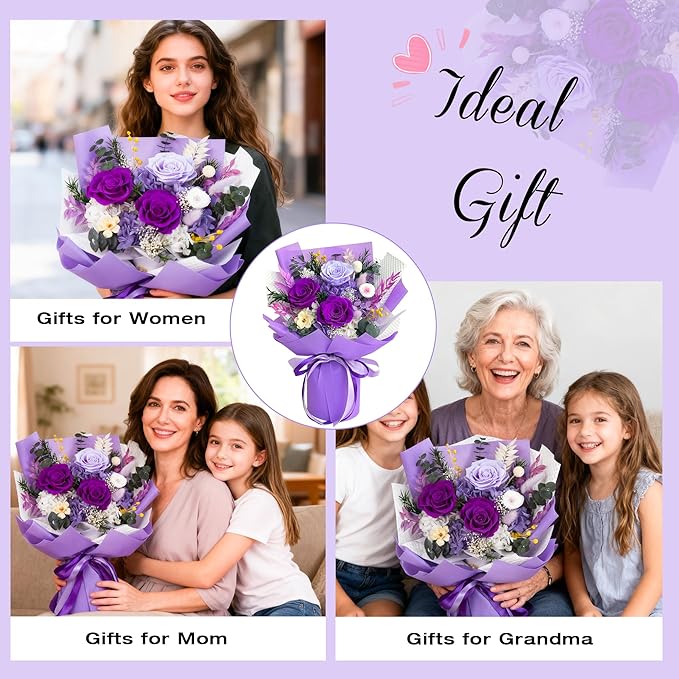 Vrioca Mothers Day Gifts, Flowers for Delivery, Preserved Flowers Bouquets, Birthday Gifts for Women Mom