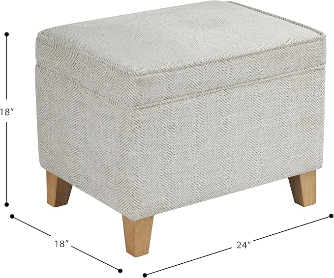 HomePop 24" Medium Storage Ottoman - Cream Chevron Woven