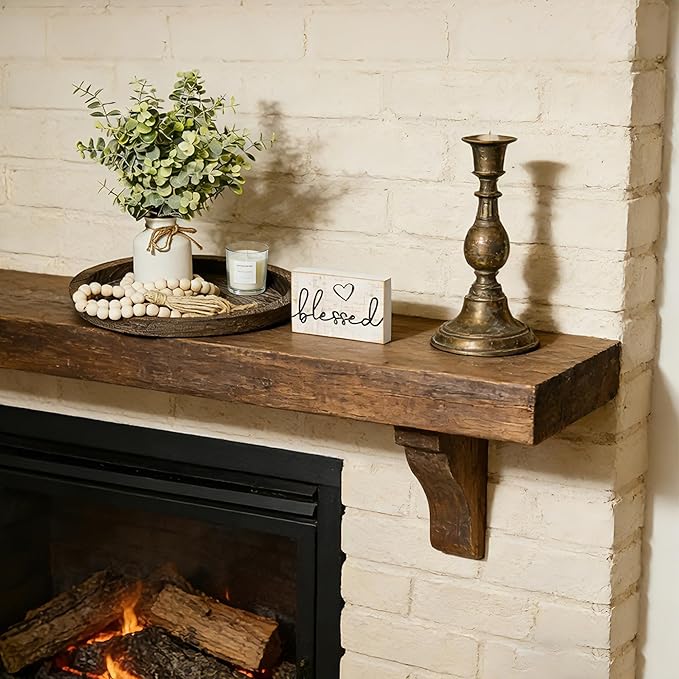 Rustic Modern Farmhouse Decor Set of 6 for Your Living Room, Kitchen Counter, Home or Table Centerpieces Room Decor, Wood Round Decorative Tray Easter Gifts for Women Men Easter Basket Stuffers