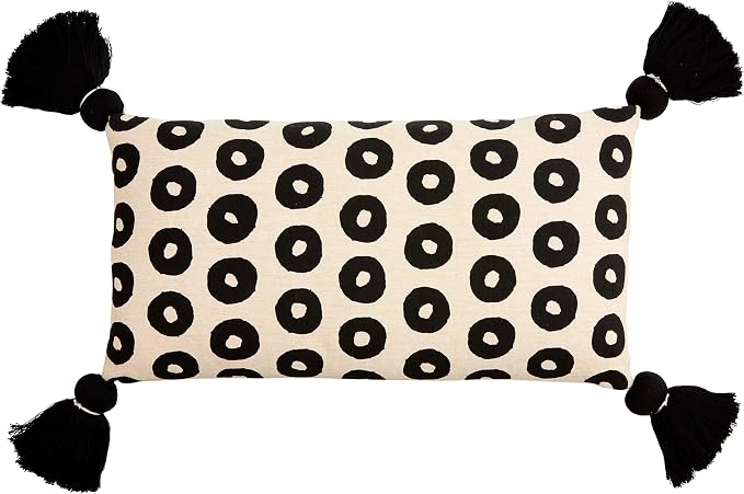 Mud Pie Chambray Tassel Pillow, Lumbar