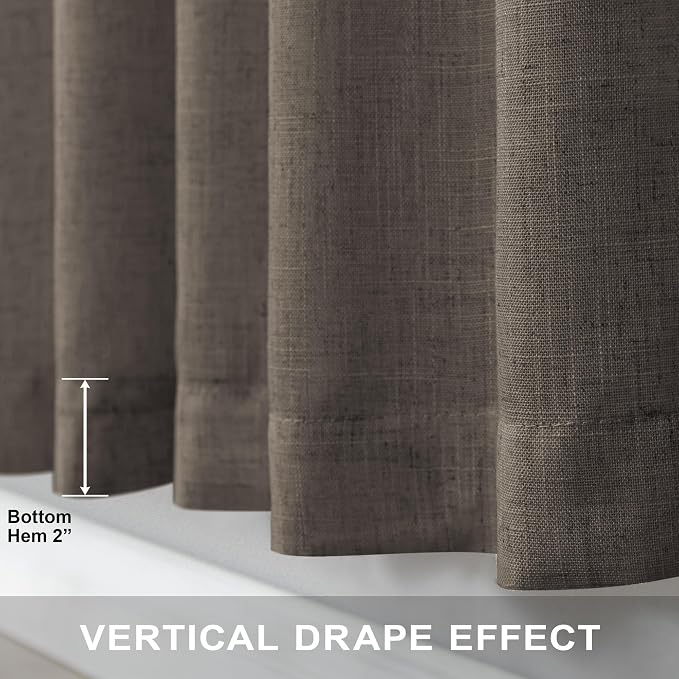 Chocolate Brown Curtains for Living Room 84 Inch Length 2 Panels Set Light Filtering Semi Sheer Linen Brown Curtain Modern Farmhouse Back Tab Pleated Drapes 52x84 Long Dark Chocolate Coffee Cappuccino