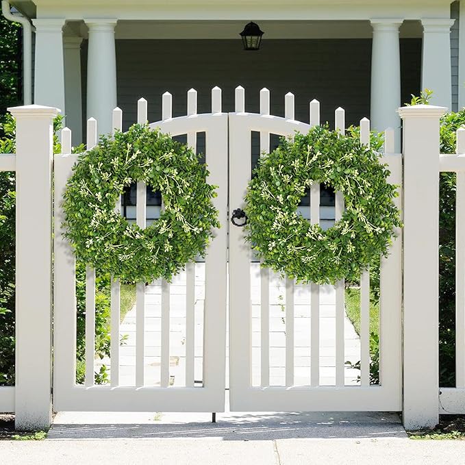 26 Inch Large Greenery Eucalyptus Boxwood Wreaths Artificial Easter Summer Spring Wreaths for Front Door Outdoor All Season Spring Decorations for Home Porch Room Window Wall Farmhouse (Berries)