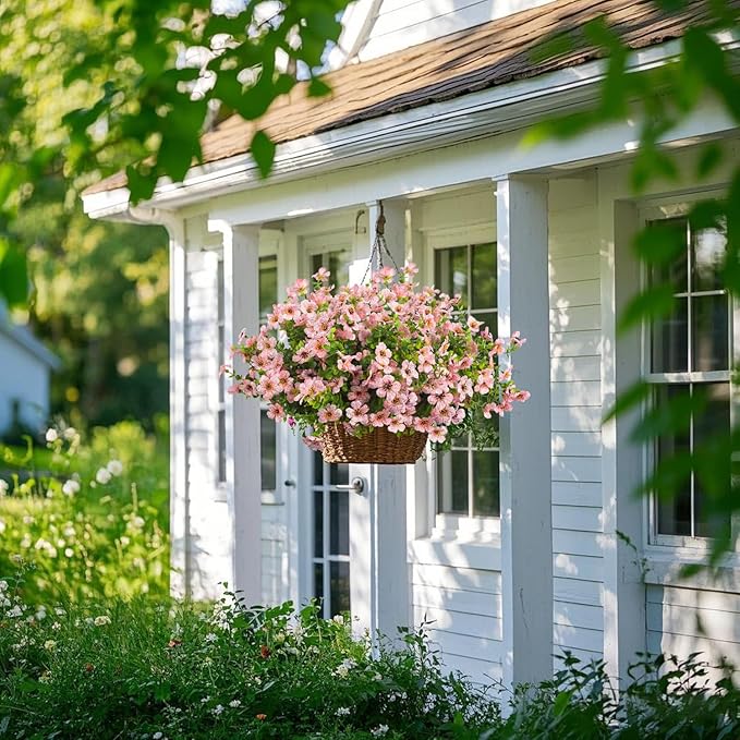 Grunyia Artificial Fake Flowers for Outdoor Spring Decoration, 16 Bundles Faux Silk Colorful Daisy UV Resistant Realistic for Outside Porch Patio Home Yard Garden Planters Pots Window Box (Pink)