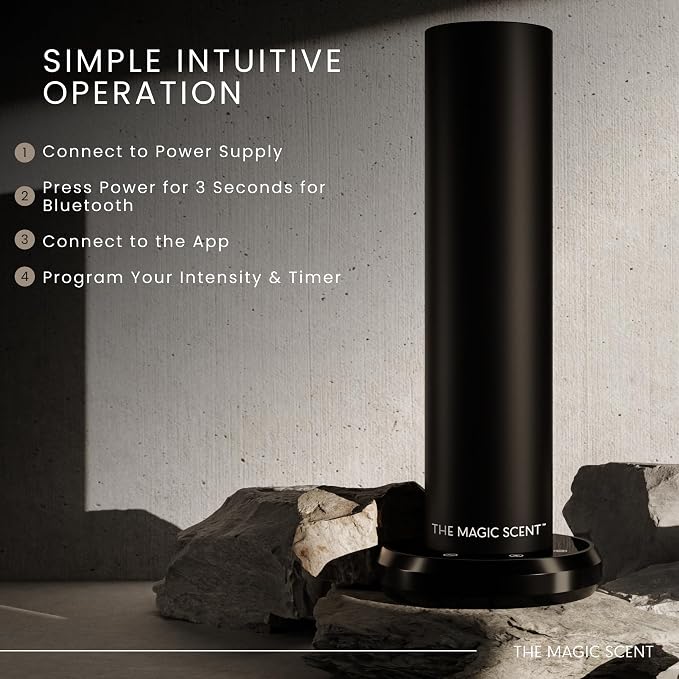 The Magic Scent Bluetooth Diffuser: Smart Ultra-Quiet Cold-Air Waterless Scent Diffuser for Home, Hotel, & Office - Programmable Intensity & Timer - Premium Aroma Oil Included