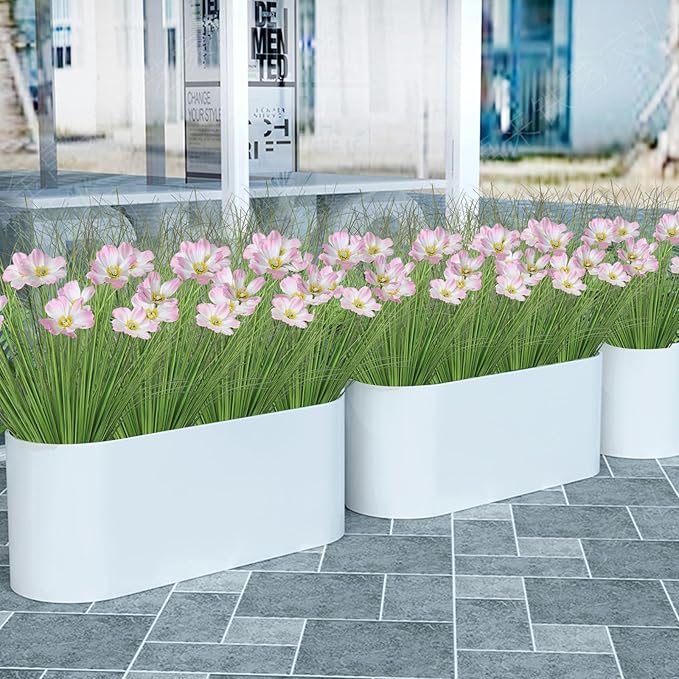 14 Bundles Artificial Flowers for Outdoors Onion Grass UV Resistant Greenery Stems Weed Artificial Fake Shrubs Grass Plant with Flowers Bushes Decoration for Indoor Outdoor Garden Office Home
