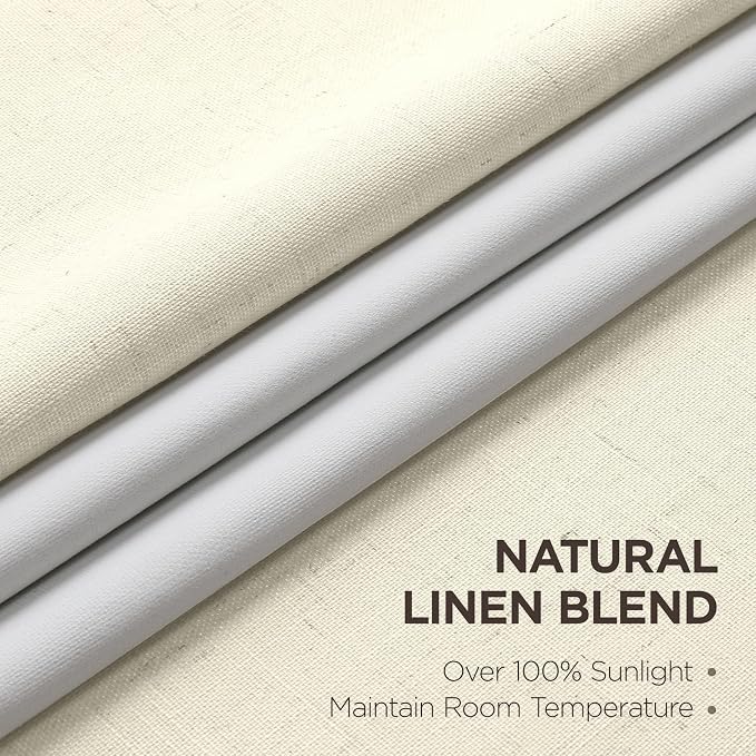Joydeco 100% Blackout Pleated Curtains, Linen Window Curtains 2 Panel Sets 108 inches Long, Thermal Insulated Darkening Drapes for Bedroom(Linen,40'' Wx108'' L)