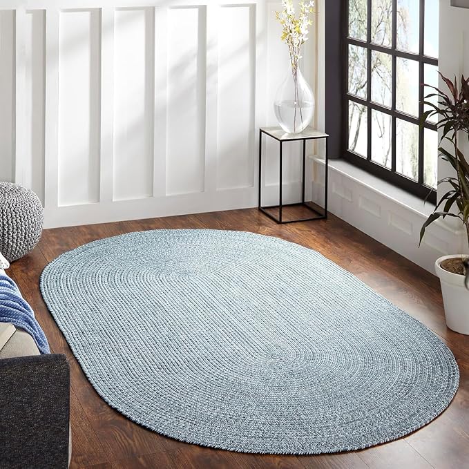 SUPERIOR Indoor/Outdoor Area Rug, Dual-Tone Reversible Braided Floor Decor for Patio, Front Porch, Entryway, Living Room, Office, Nursery, Artistic Home, 4' x 6', Lagoon Breeze-White