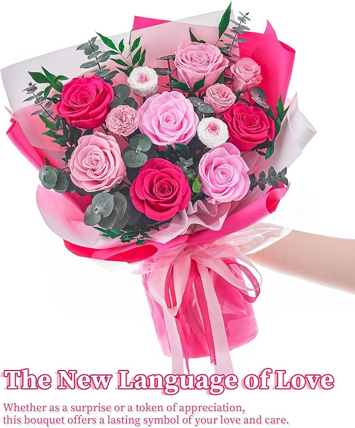 Flowers for Delivery Prime Forever Flowers Preserved Roses Bouquets Purple Flower Birthday Gifts for Women Valentine's Day Mothers Day Graduation