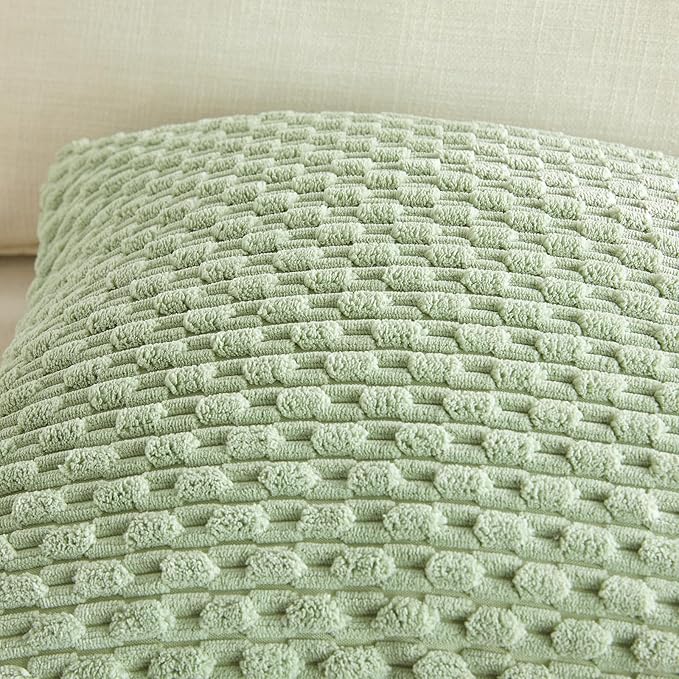 Fancy Homi 2 Packs Sage Green Long Lumbar Decorative Throw Pillow Covers 14x24 Inch for Couch Bed Sofa, Modern Farmhouse Boho Home Decor, Soft Cute Plush Corduroy Rectangle Cushion Case 35x60 CM